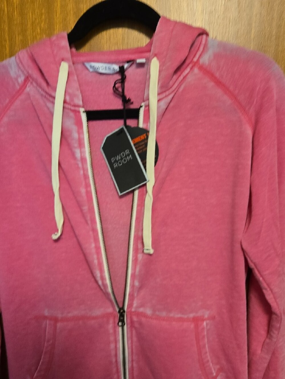 NWT Vintage Y2K Powder Room Pink Mineral Wash Full-Zip Hoodie - Size M - Picture 5 of 6
